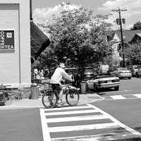 Bicyclist in Black & White