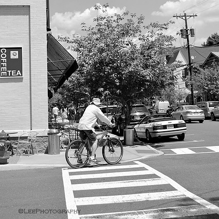 Bicyclist in Black & White
